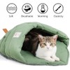 Cat Sleeping Bag,Linen Fabric Cat Bed Cave Leaf Nest Pet