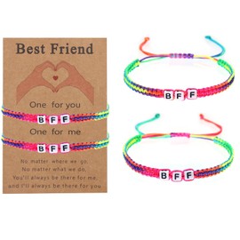 2 Pcs BFF Braided Bracelets for 2 Girls Hand Braided Colorful Best Friend Matching Bracelet Sister Friendship Rope Long Distance Matching Bracelets for Graduation Christmas Birthday Gift