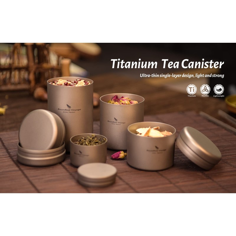 Boundless Voyage Titanium Tea Caddy Tea Canister Ultralight Portable &