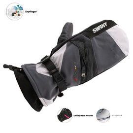 Swany Men's X-Change Sports Insulated Warm Durable Breathable Flexible Leather Winter Mittens, Light Gray/Charcoal Gray, X-Large