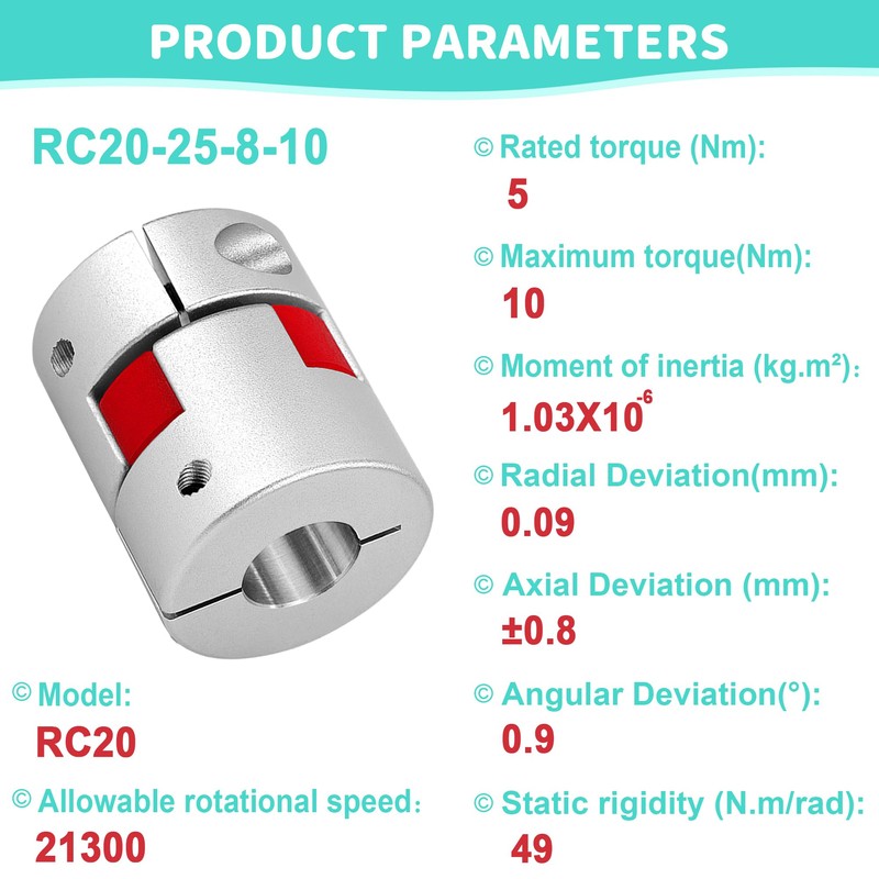 Shaft Coupling 8 mm to 10 mm Waves Flexible Elastic