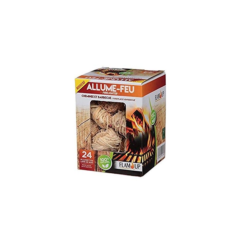 ALLUME-FEU 24 Laine de Bois - Avec Allumettes