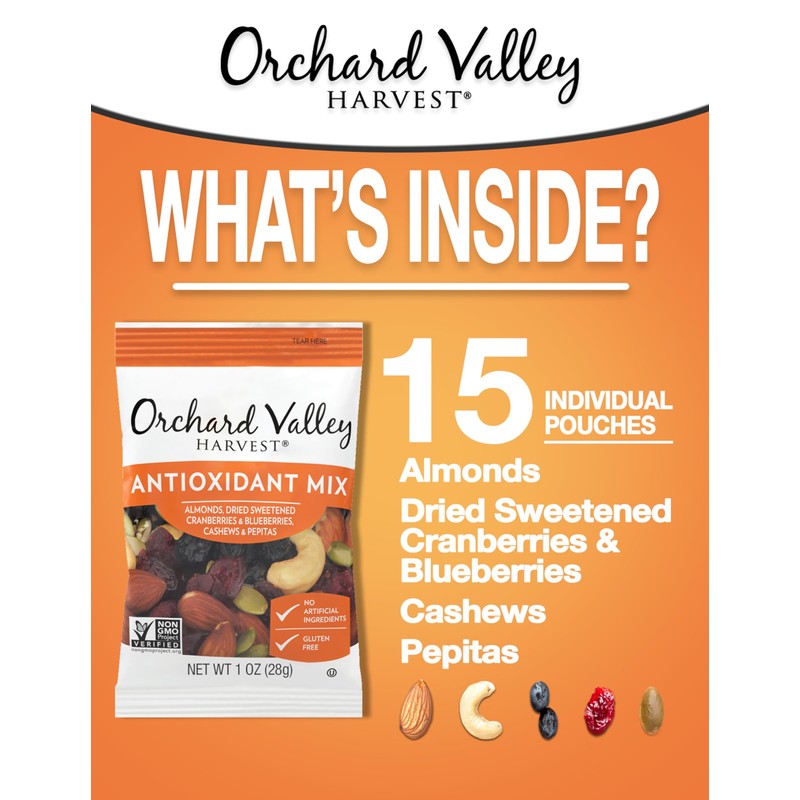 Orchard Valley Harvest Antioxidant Mix, 1 Ounce Bags (Pack of