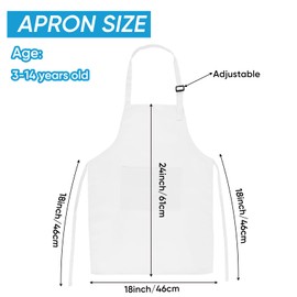 NACHLYNN NACHLYNN 20 Pieces Kids Apron Adjustable Toddler Apron with 2 Pockets Kids Painting Aprons for Kids Painting Cooking Baking Crafts Activity (White)