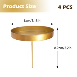 VOPIWOZ Adventskranz Kerzenhalter Metall, Kerzen Adventskranz 4er Set, Kerzenhalter Stumpenkerzen, Kerzenständer Gold für Kerzenhalter für Adventskranz und Stabkerzen mit Dorn 4Kerzenständer