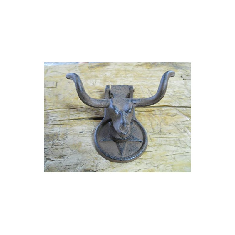 Vintage Cast Iron Antique Style Rustic Bull Steer Door Knocker
