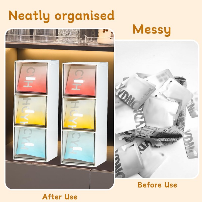DIBALIYI 1PCS Plastic Tea Box, Clear Lid Tea Bag Storage,