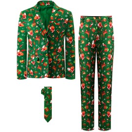 A&J DESIGN Christmas Suit for Boys Formal Suit Santa Claus Suit Xmas Outfit Size 8 Green