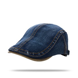 YAMEE Beret Hats Men's Denim Vintage Flat Cap Women's Breathable Sun Protection Flat Cap Men's Classic Simple Beret Men's Adjustable Newsboy Cap Unisex Casual, darkblue, Unit size