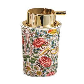 Ceramic Foaming Soap Dispenser,Floral Decorative Foam Soap Dispenser,Foam Soap Dispenser with Gold Pump,Hand Foaming Dispenser for Bathroom