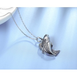 UNY stainless steel memorial pets Ashes Keepsake pendant unique Fish Shape urn cremation pendant