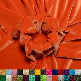 Ice Fabrics Stretch Velvet Fabric by The Yard - 60" Wide Soft Stretchy Fabric for Sewing Clothes, Apparel, Costume, Crafts - 90% Polyester 10% Spandex - Orange - 6 Yards