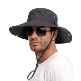 FURTALK Sun Hats for Men Fishing Hat UPF 50+ Foldable Wide Brim Outdoor Hiking Beach Summer Hats Dark Grey