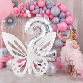 Large Size Wooden Butterfly Decor for Birthday Party - 30 * 20inch Big Butterfly Decoration with Standing Base for Baby Shower Outdoor Indoor Ceremony Wedding