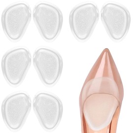 8 Pcs Gel Cushions For Forefoot, Ball of Foot Cushions for Women, Gel Insoles Insert Women for High Heels, Reusable Metatarsal Pads, Forefoot Shoe Cushions, Prevent Blisters and Calluses - Transparent