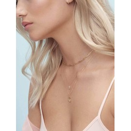 14K Gold Plated Paperclip Chain Necklaces Bracelet Set for Women Girls Layered Choker Necklaces Fashion Jewellry