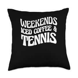 Iced Coffee Cold Coffee Design Weekends Iced Coffee & Tennis Throw Pillow, 18x18, Multicolor