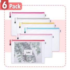 Mr. Pen- Plastic Mesh Zipper Pouch with Label Pocket, A4, 6 Pack, Large Mesh Zipper Pouch Large, Board Game Storage
