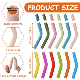 12pcs Silicone Straw Tips, Reusable, Soft and Odorless, Elbow Design, Suitable for Metal, Glass, Bamboo and Plastic Straws with an Outer Diameter of 8 Mm/5/16 Inches