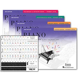 Piano Adventures Primer Level 2nd Edition Bundle Set By Nancy Faber - Lesson, Theory, Performance, Technique & Artistry Books & Juliet Music Piano Keys 88/61/54/49 Full Set Removable Sticker
