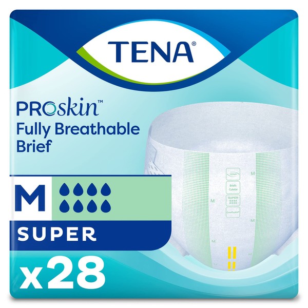 TENA ProSkin Super Adult Incontinence Brief M Heavy Absorbency Overnight, 67401, 28 Ct