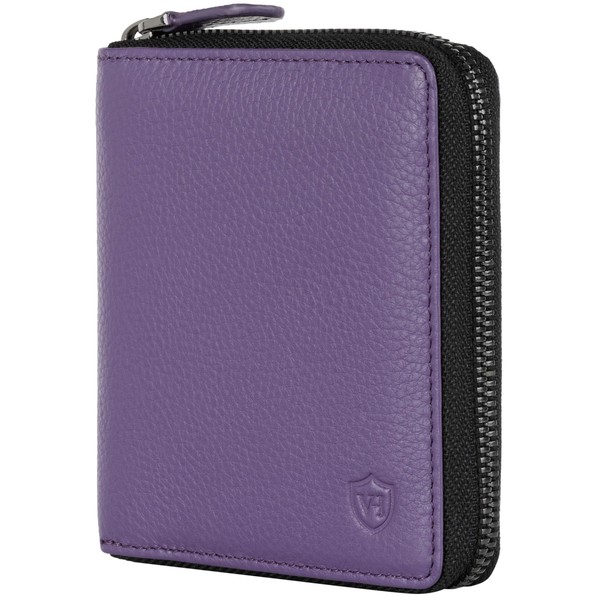 VON HEESEN Leather Wallet for Men and Women, Violet, 1