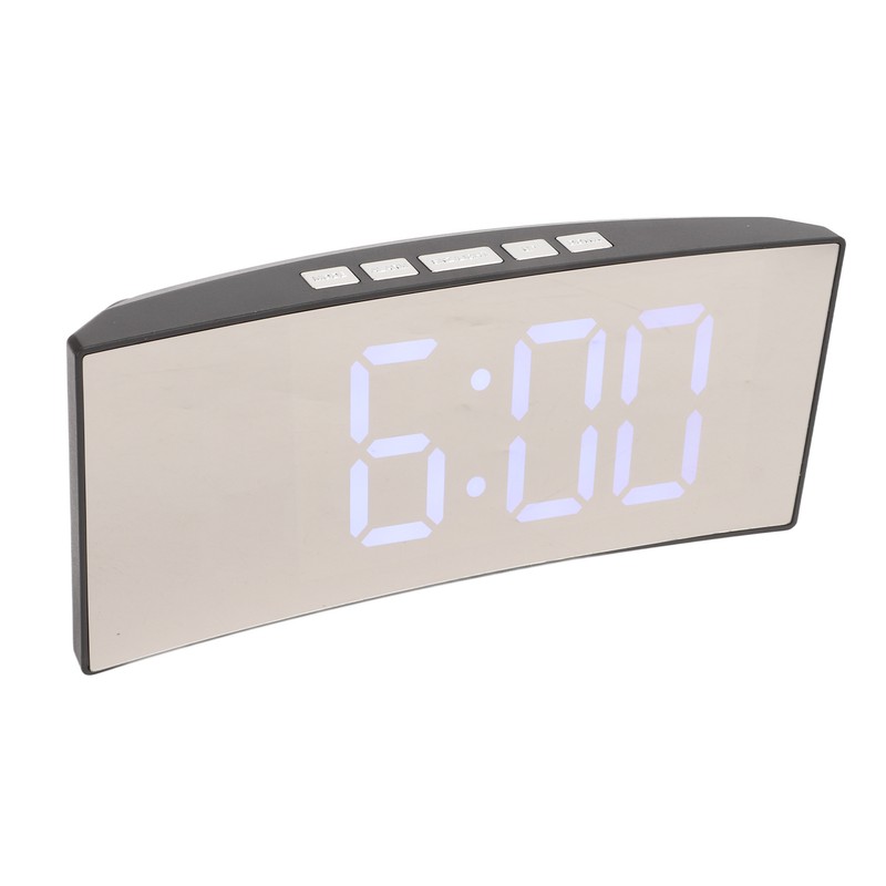 Mirror Digital Alarm Clock Temperature Display LED Curved Mirror Digital