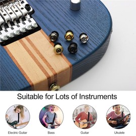 BZKSER Pack of 9 Guitar Strap Buttons - Metal Guitar Strap End Button with Mounting Screws and Rubber Cushion for Classic Electric Acoustic Guitar Bass Ukulele Gold, Silver, Black