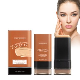 Stick Foundation, Contour Stick Foundation, with Brush, Coverage Foundation, Creamy Foundation, Concealer Foundation, Easy to Apply, Long-Lasting Coverage (Natural Colour) Thin Concealer