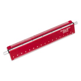 Alumicolor Select-a-Scale Engineer Drafting Tool w/Rotating Calibration Rod (6IN, Red)