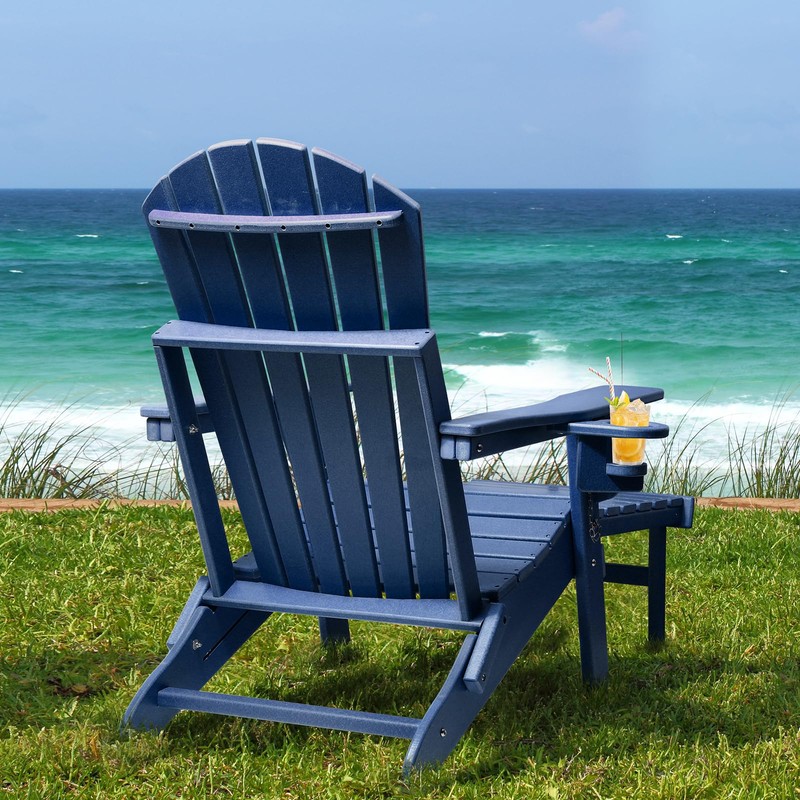 FUNBERRY Adjustable Folding Adirondack Chair with Retractable Ottoman, All Weather