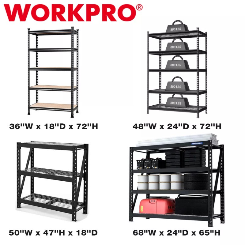 WORKPRO Metal Storage Shelving Unit Heavy Duty Storage Rack Multi-Size