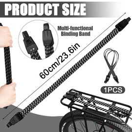 JUGUTA Pack of 1 Luggage Tensioner Bicycle, Rubber Tensioner with Hooks, Pannier Rack Tie Down Strap, Elastic Tie Down Strap, Adjustable, Mounting Strap for Motorcycle, Bicycle, Backpack