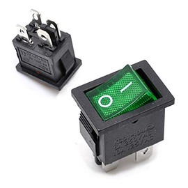 Oiyagai 20 Pcs KCD1-104 DPST ON-Off Rocker Switches with Green LED Light