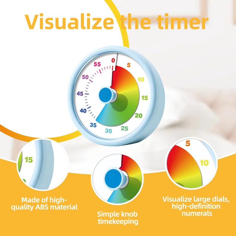 60 Minutes Visual Timer for Kitchen, Office, Classroom, Study, Countdown