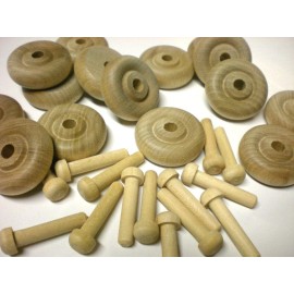 50 Wood Toy Wheels size  1-1/4 Inch Diameter AND 50  Axle Pegs