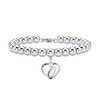 Estendly Initial Heart Charm Bracelet 6mm Stainless Steel Beads 26