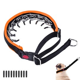 Heavy Duty Nylon No Pull Dog Collar with Buckle, Adjustable Anti Pull Reflective Slip Collar for Large Medium Small Dogs - M Orange