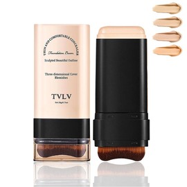 MIRUOKOU (2025 Newest Dual Head Design) Foundation Stick with Brush, Natural Cover, No Technique Required, Just Apply Direct, Multiple Uses in One Point, High Fit, Waterproof, Sweat Proof, Easy to