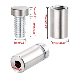 BTSKY 24 Pack Sign Standoff Screws 1/2 x 1 Inch, Advertising Glass Standoff Nail Hardware, Stainless Steel Standoffs for Glass Panel Plexiglass Picture