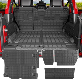 powoq Cargo Mat Compatible with 2018-2025 Jeep Wrangler JL Unlimited 4 Door Backrest Mat Trunk Mat TPE Replacement for 18-25 Jeep Wrangler JL 4X4 Accessories (Fit 18-25 JL 4X4,Trunk Mat+Backrest Mat)