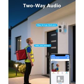 OOSSXX (2-Way Audio & Auto Tracking) Extend Security Cameras Outdoor WiFi 5G/2.4G for Home Security with Dual Lens, Color Night Vision, 24/7 Recording, Work with Wireless Surveillance System