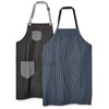 Chef Code Unisex-Adult's Pair of Denim Bib Aprons, Dark-Gray/Blue, One