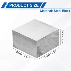 PATIKIL 50 x 50 x 30 mm Steel Workbench Block, Steel Block, Metal Workbench Block without Holes, Hardened Steel, Flat 123 Blocks, Precision Machining, Square