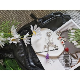 Meefisher Purple Bear Y2K Aesthetic Accessories Gift Keychain Cute Love Heart Keyring for Women Bag Charms Pendant, Kawaii Jewelry Gifts