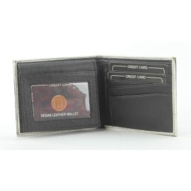 Li Wolf Print Vegan Leather Wallet - Top Flaped Bifold Wallet for Men with 2 ID Windows, 7 Cards, 2 Inner slots & 2 Cash Compartments - Clean Stitched Slim Men's Wallet & Gift Box