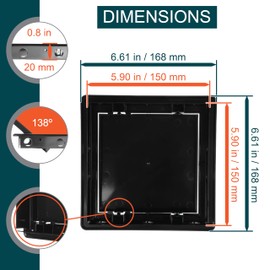 ECOPRO VENT 6" x 6" Black Plastic Access Panel. Service Shaft Door Panel. Plumbing, Electricity, Heating, Alarm Wall Access Panel for Drywall. Bathroom Services Access Hole Cover.