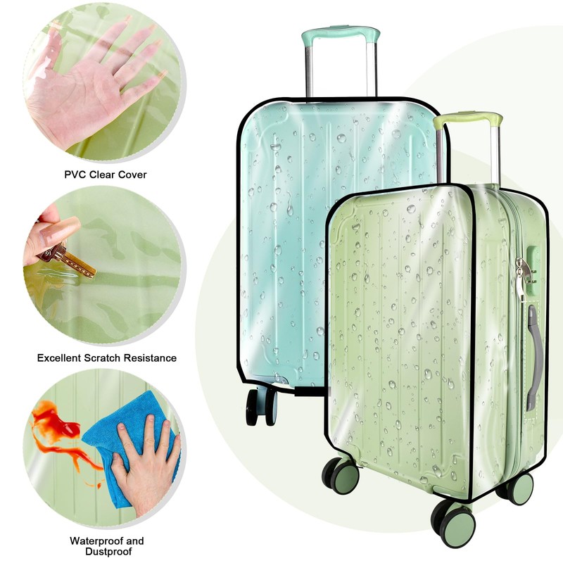 Pack of 3 Transparent Luggage Covers PVC Suitcase Protective Cover,