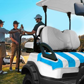 YOKYHOM Summer Golf Cart Seat Covers, Stripe Turquoise Golf Cart Front Seat Towel/Blanket Fit for EZGO/Yamaha/Club Car and More Golf Carts, 100% Microfiber, Keeps Your Seat Cool and Clean, 51''x 31''