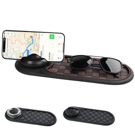 SHANGFEI Multifunction Car Anti-Slip Mat,Rotatable Anti Skid Car Dashboard Pad with Temporary Parking Numbe,Multifunction Car Dashboard Mobile Phone Holder,Universal Car Phone Holder(Brown Black)